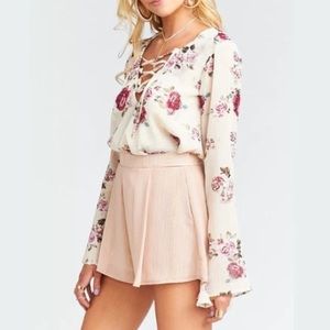 Show Me Your Mimi Zuko Lace Up Bell Sleeve Top